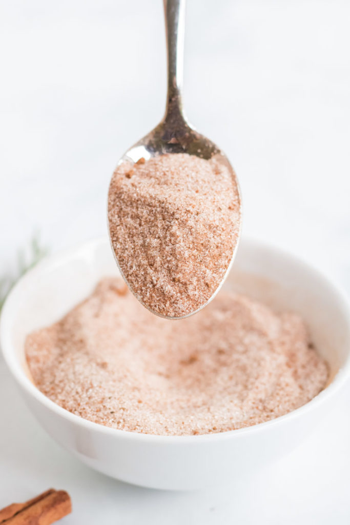 cinnamon and sugar on a spoon