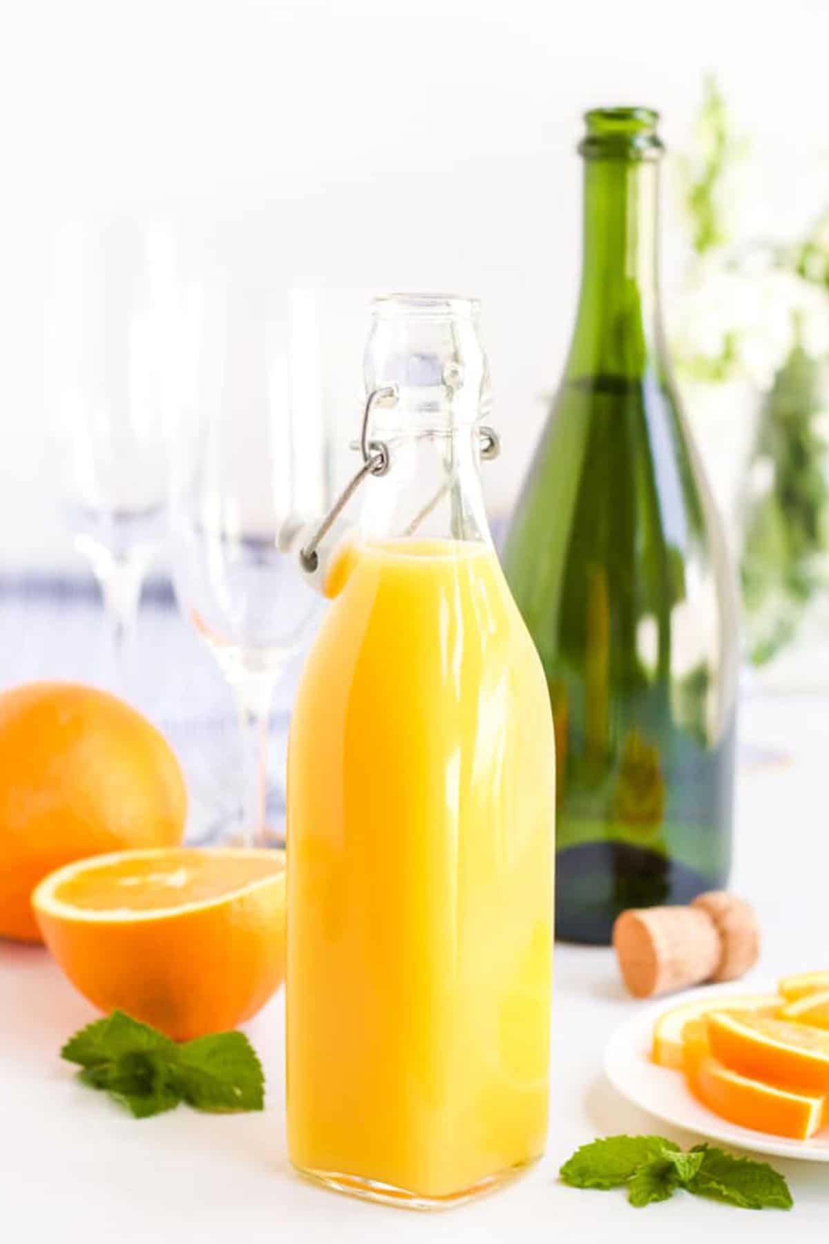 Ingredients to make the best orange mimosa. 
