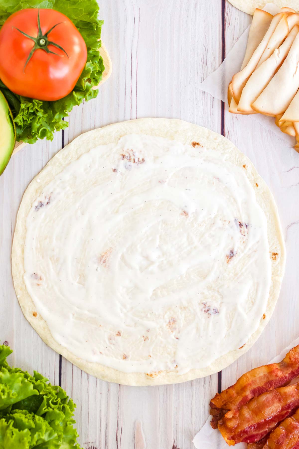 Wrap spread with ranch sauce.