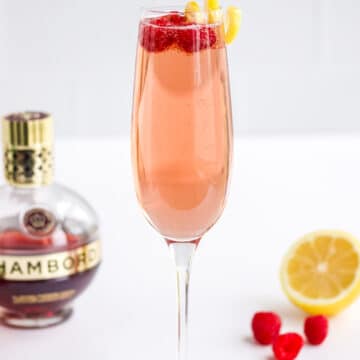 A Chambord and Champagne Cocktail.