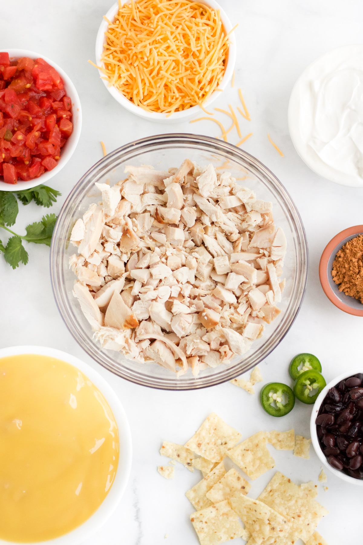 Ingredients to make chicken taco casserole recipe