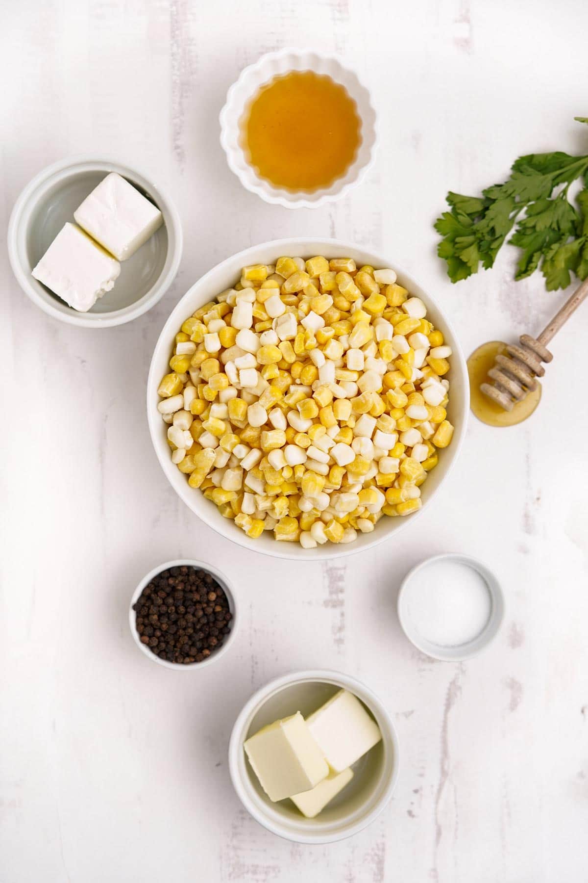 Ingredients to make honey butter skillet conr.