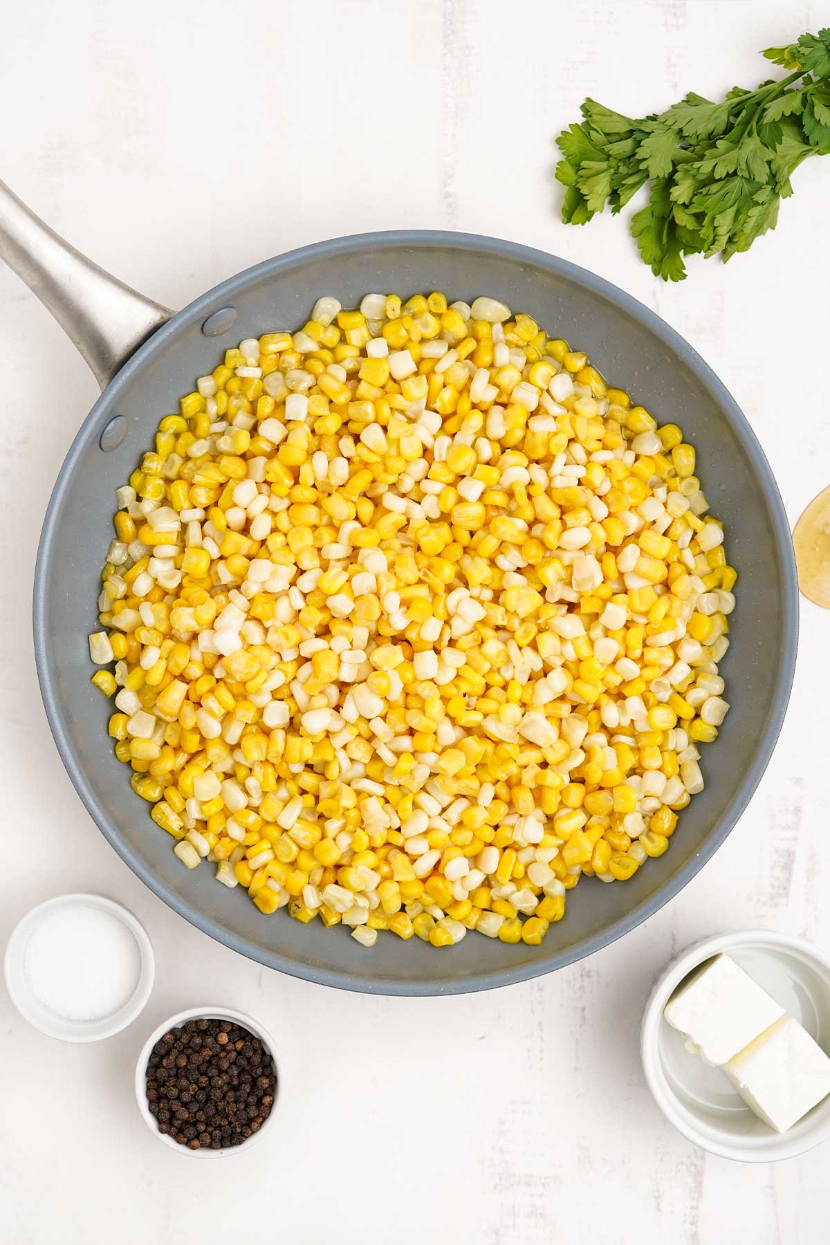 Honey butter skillet corn in the pan.