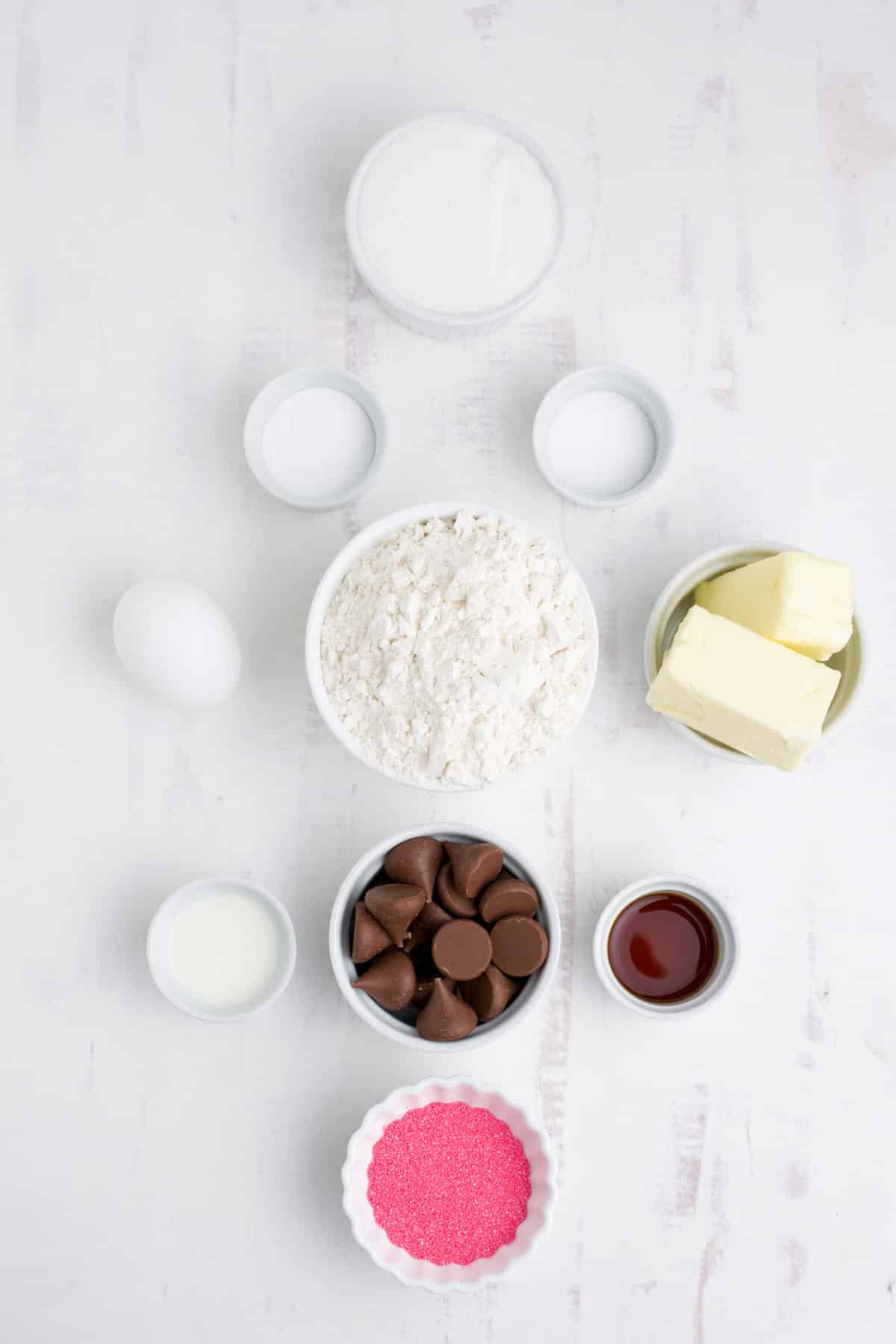 Ingredients to make spring blossom cookies on the table.