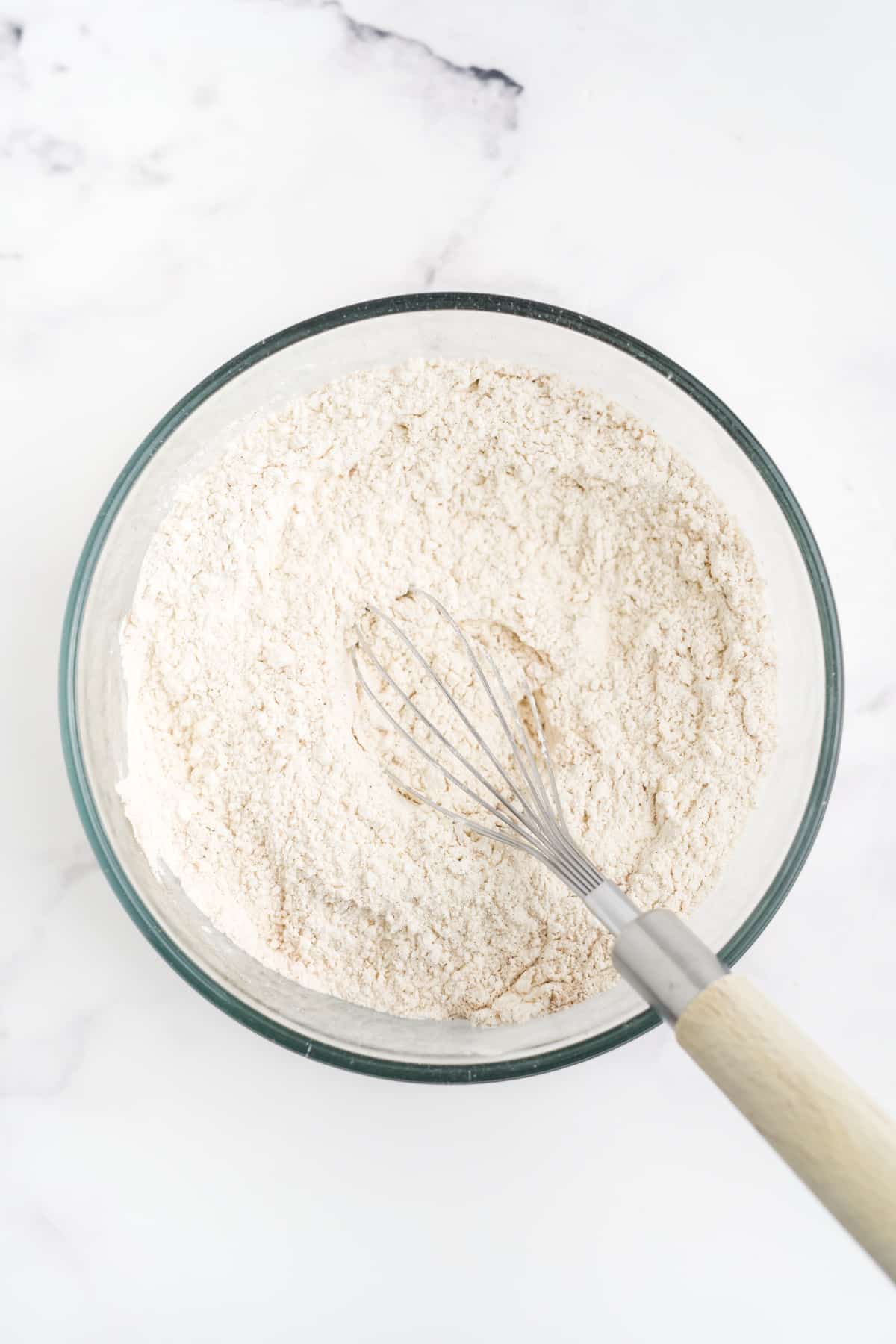 dry ingredients whisked together for cookies