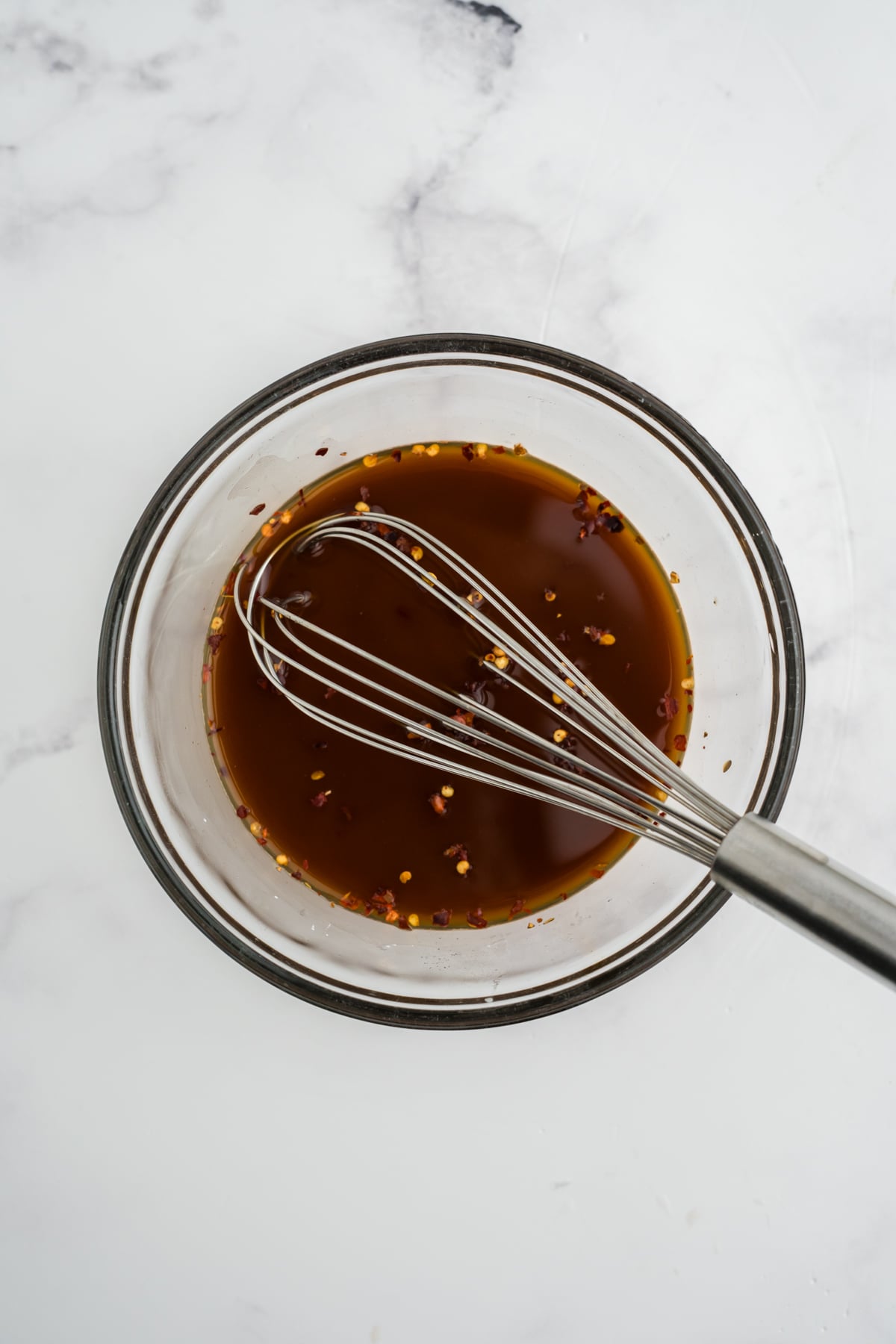 Sauce ingredients for beef and garlic sauce in a bowl.