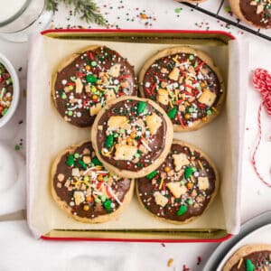 Christmas crack cookies on a serving plate.