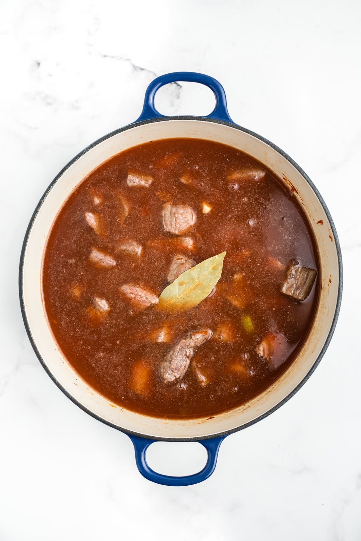 The rest of the ingredients added to the pot to make Hawaiian-style beef stew. 