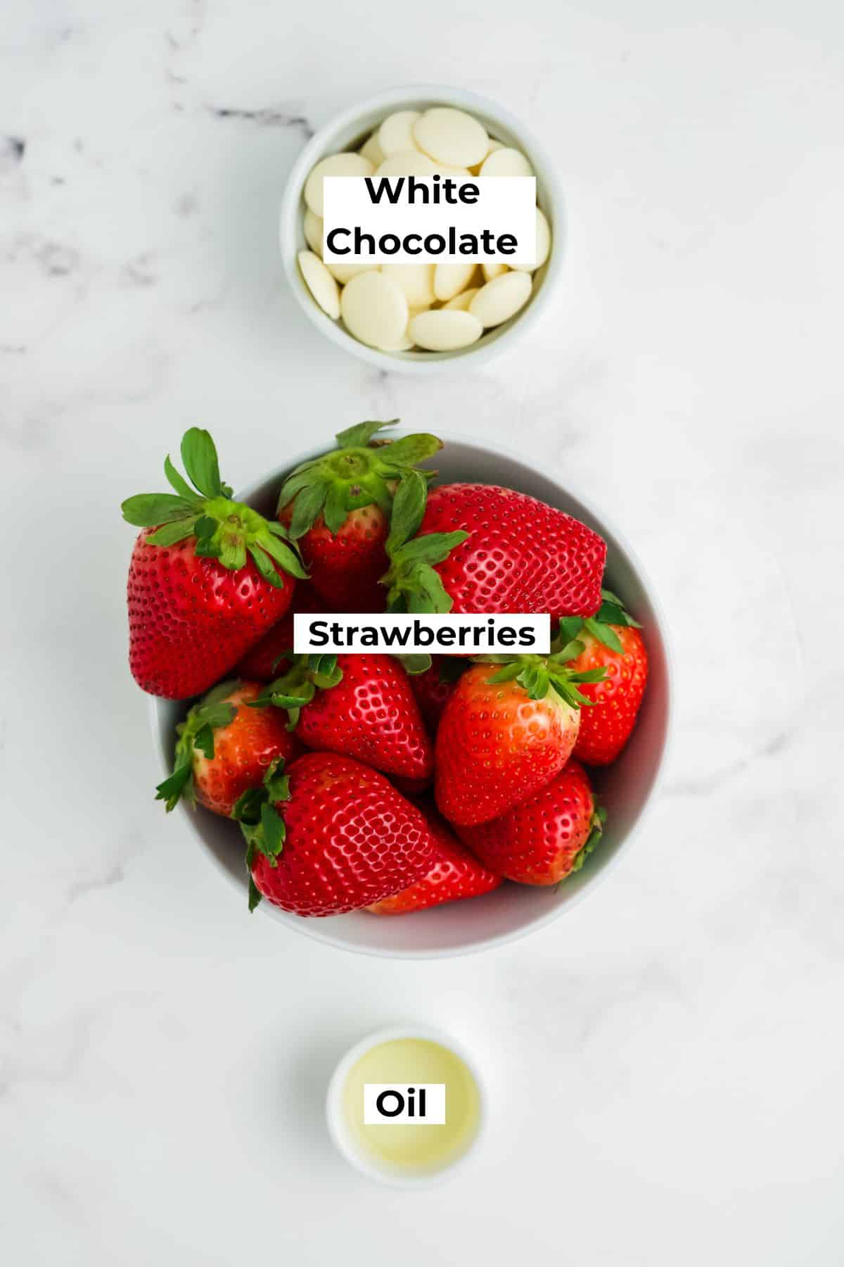 Ingredients for white chocolate strawberries