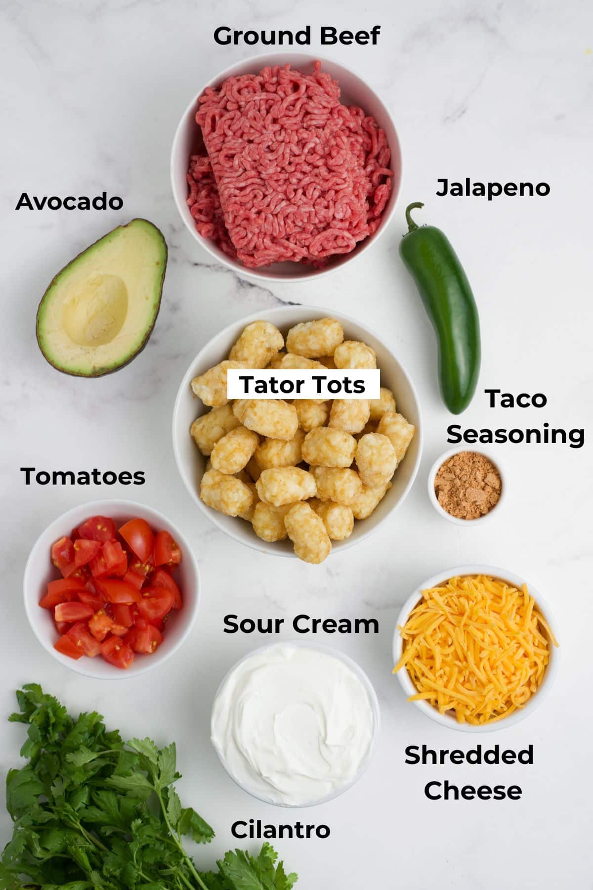 Ingredients for making this totchos recipe.