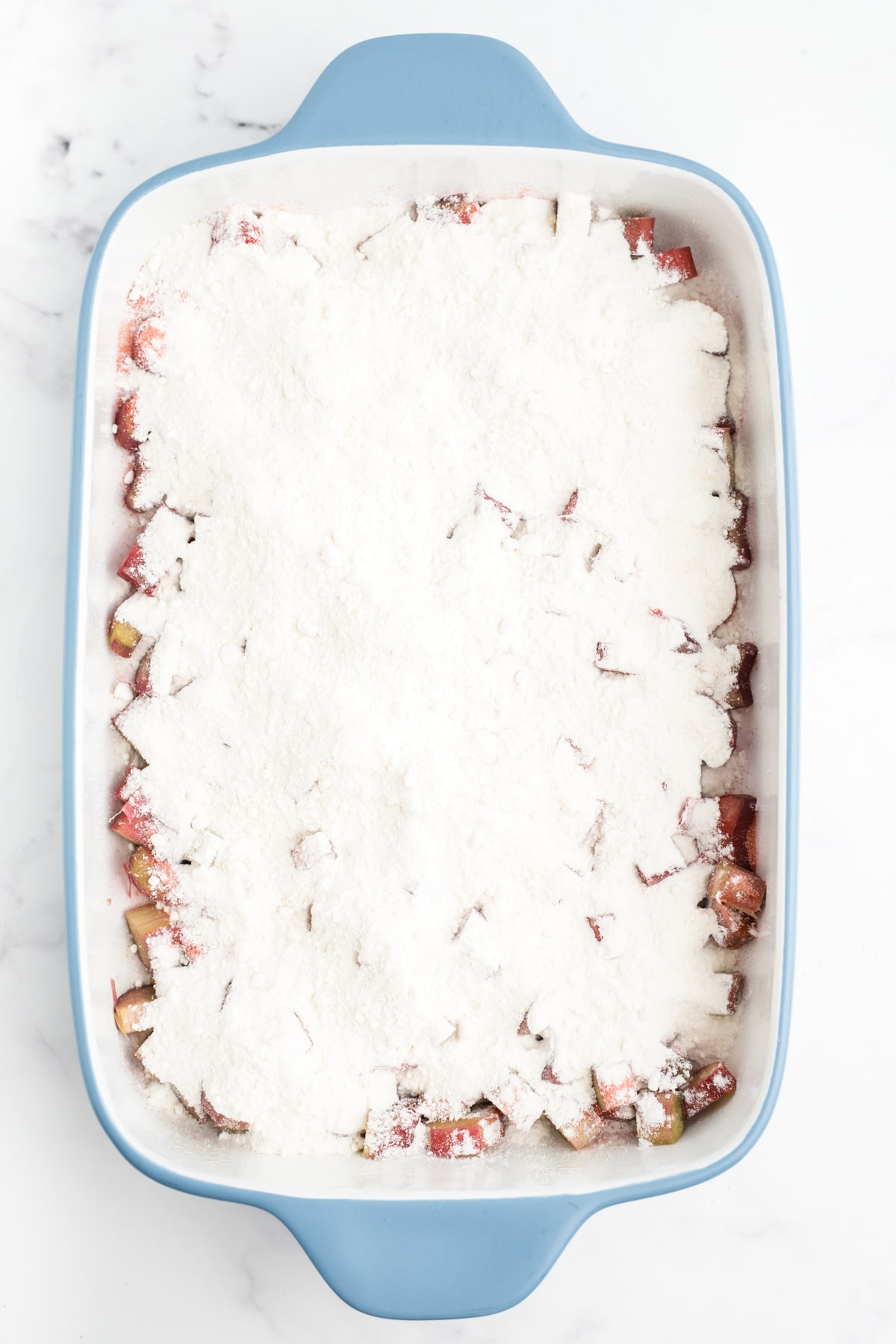 Cake mix sprinkled over the top. 