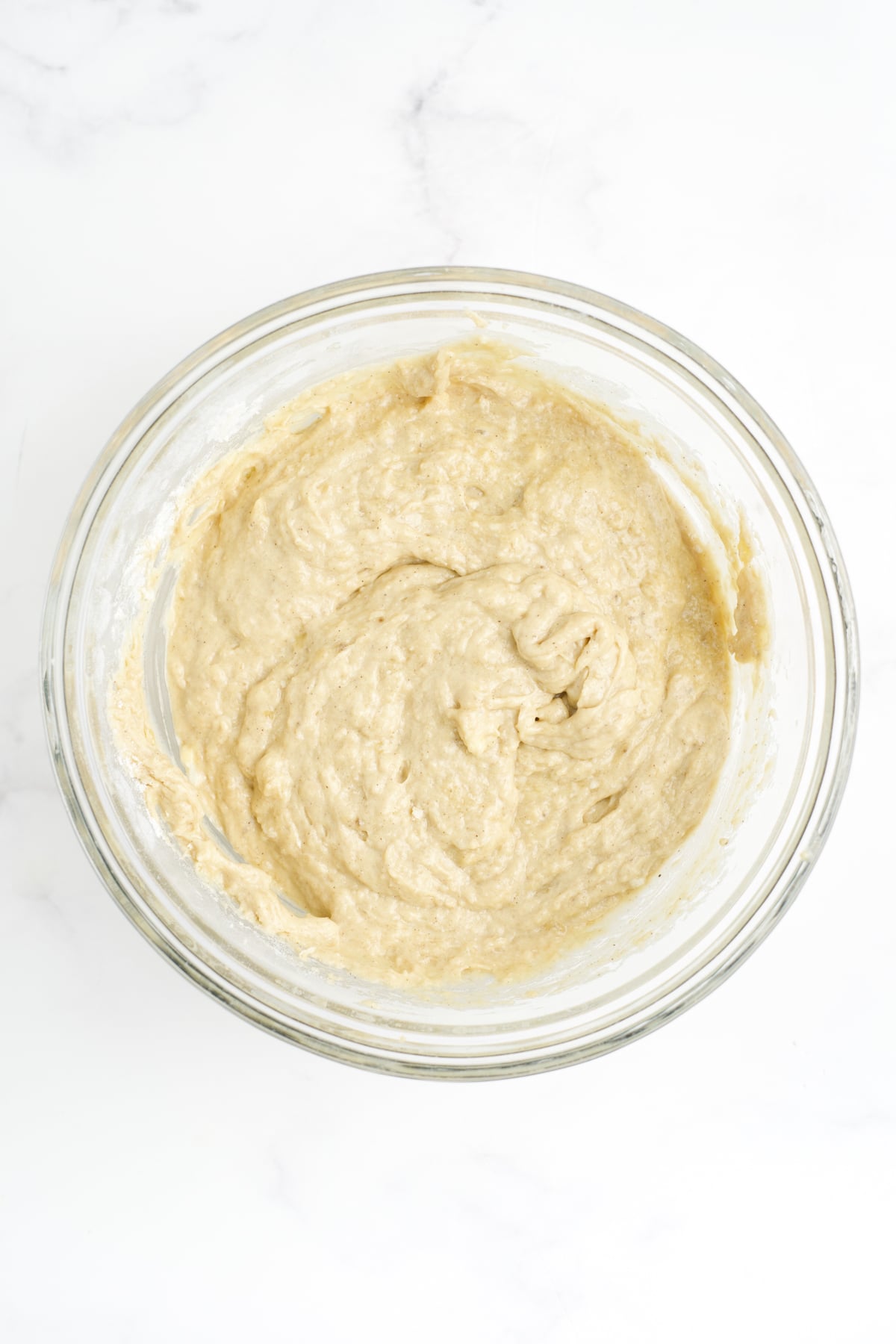 The dry ingredients combined with the wet ingredients.