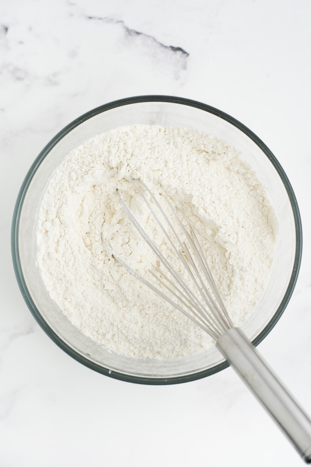 Dry ingredients mixed in a bowl. 