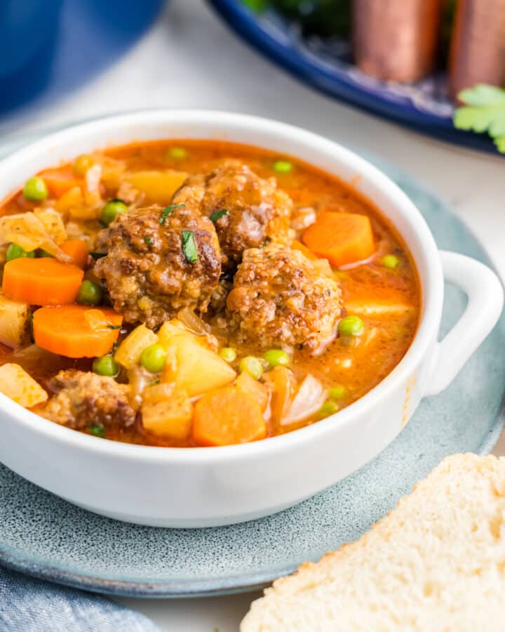 A bowl of meatball stew.