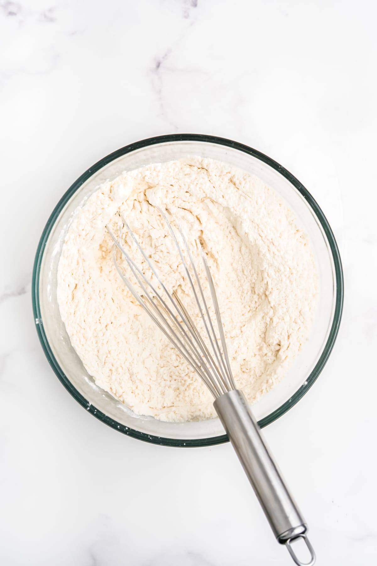 Flour, baking powder, and salt in a medium bowl.